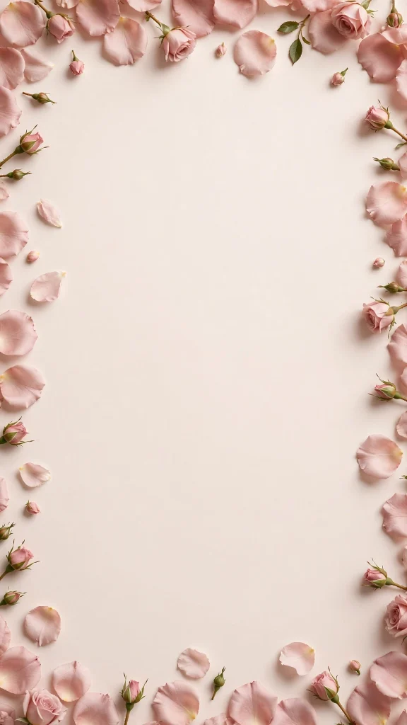 wallpaper aesthetic lock screen with dusty rose bloom petal border