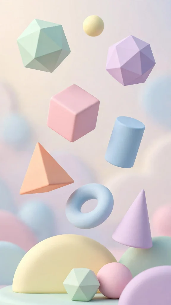 3d geometric shapes pastel computer wallpaper