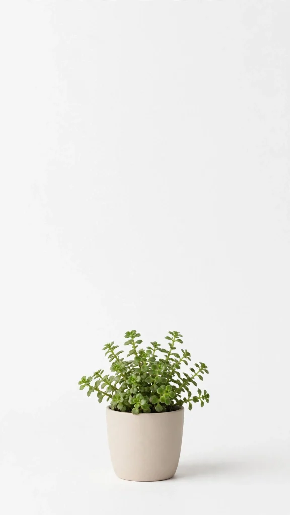 Minimal potted plant on white background