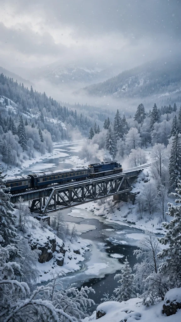 17 Wallpaper iPhone Winter Ideas for Cold Season 8 Winter train crossing a snowy landscape