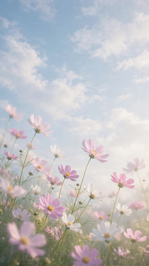 17 Beautiful Wallpaper Backgrounds Flowers for Your Phone 10 cosmos flowers against soft blue sky flower wallpaper background