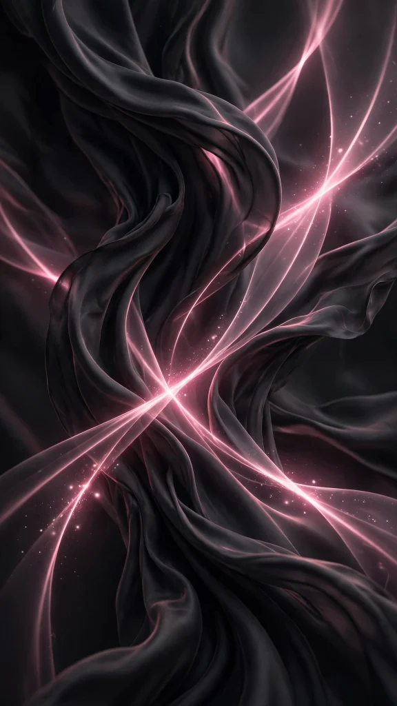 17 Stunning wallpaper pink dark for Your Phone 16 flowing black silk fabric with luminous pink light streaks