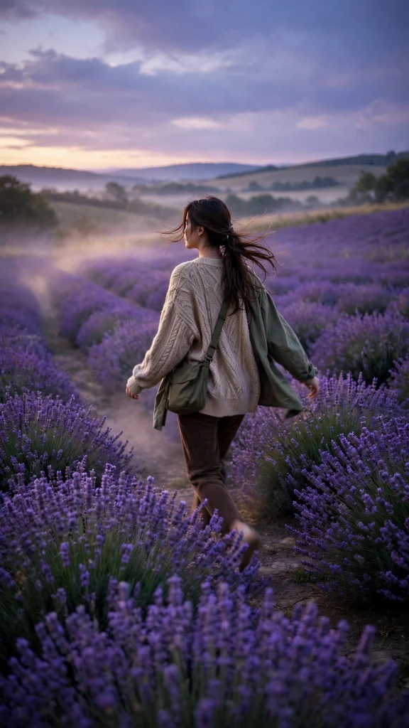 17 Best wallpaper iphone girl for Your Phone 9 Girl walking through a lavender field at dusk, purple palette
