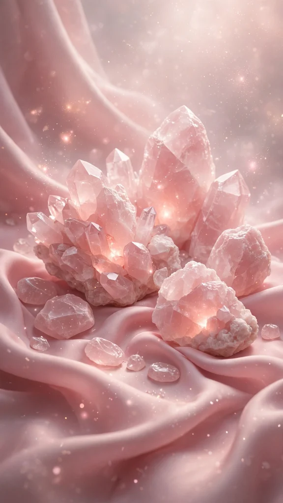 17 Best Wallpaper Iphone Pink Aesthetic Ideas 16 Rose quartz crystals on pink silk with ethereal glow