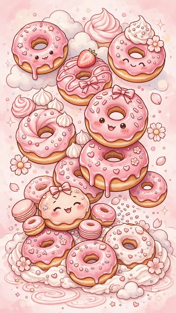 17 Wallpaper Pink Cute Ideas for Your Phone 11 Pink glazed donuts cute wallpaper pink cute