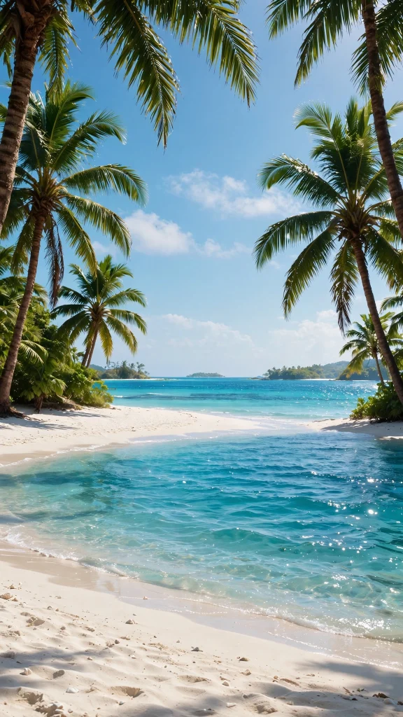 Tropical beach with palm trees and turquoise water