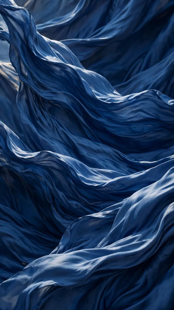 Blue silk fabric flowing in the wind wallpaper