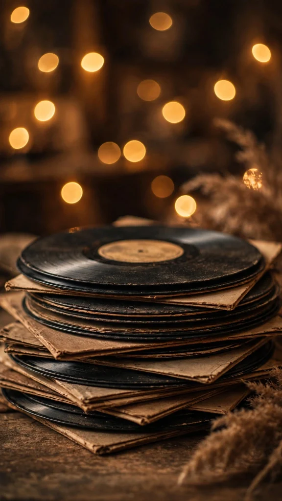 Wallpaper Backgrounds Aesthetic Vintage: 17 Retro Picks 7 Old vinyl records with warm bokeh lights wallpaper backgrounds aesthetic vintage