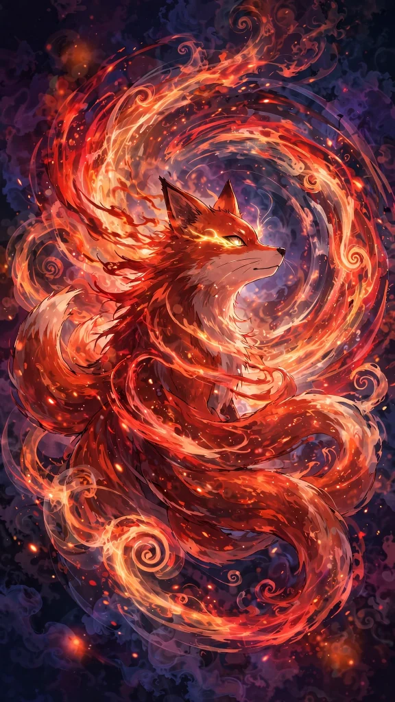 anime fiery fox chakra energy swirl naruto wallpaper