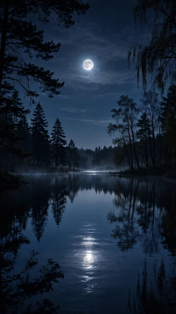 moonlit lake reflection wallpaper iphone tumblr with dark silhouette trees