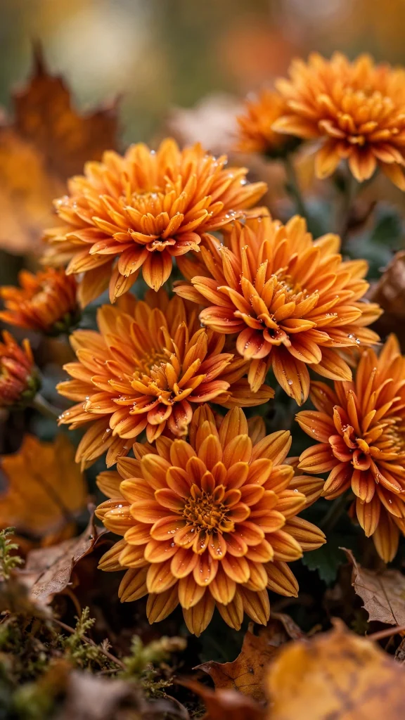 17 Beautiful Wallpapers Flowers for Your Phone 13 Warm orange autumn chrysanthemum wallpapers flowers close-up