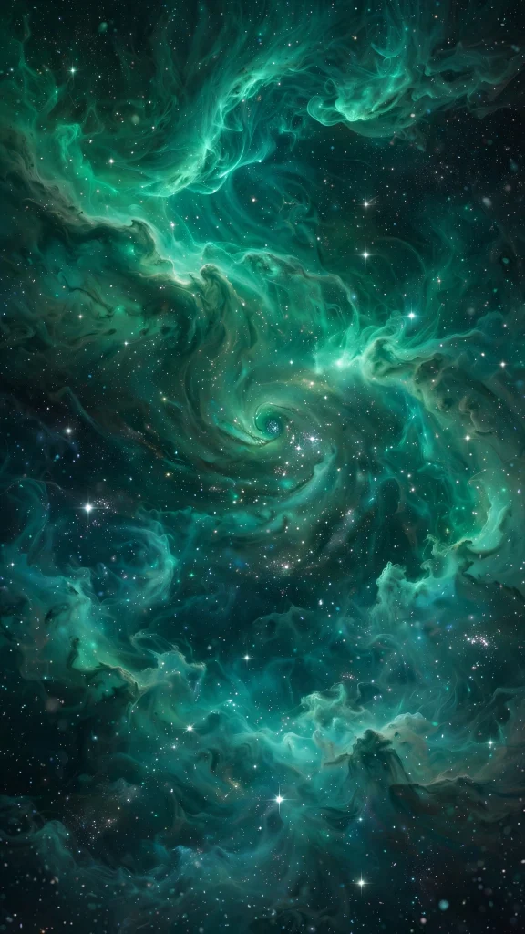 17 wallpaper backgrounds green for a fresh screen look 9 Green galaxy nebula with stars