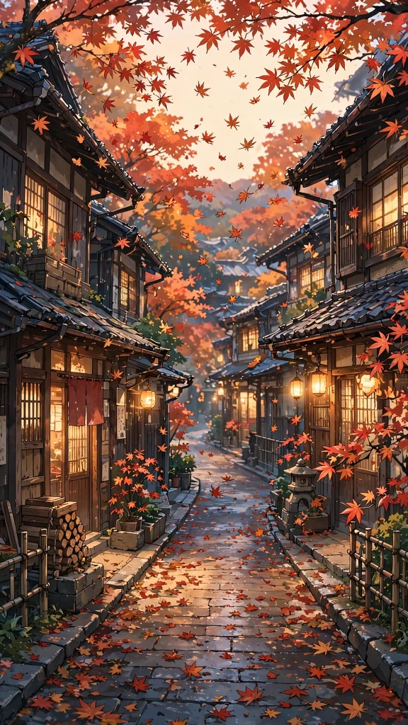17 Beautiful Wallpaper Backgrounds Anime for Screens 17 Anime autumn street with falling maple leaves