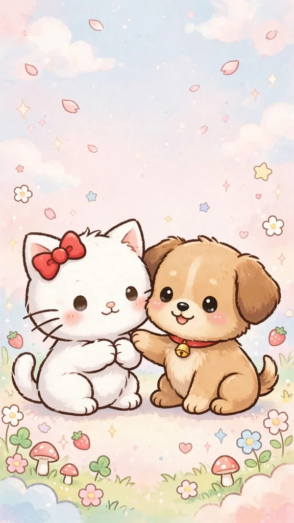 17 Cute wallpaper iphone hello kitty Designs 17 Hello Kitty with cute puppy friend