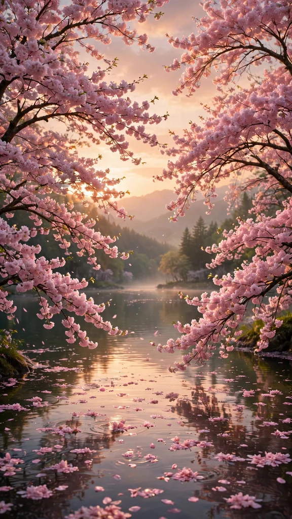 17 Best wallpaper aesthetic laptop hd 1080p Wallpapers 5 Cherry blossom trees framing a tranquil lake at sunset