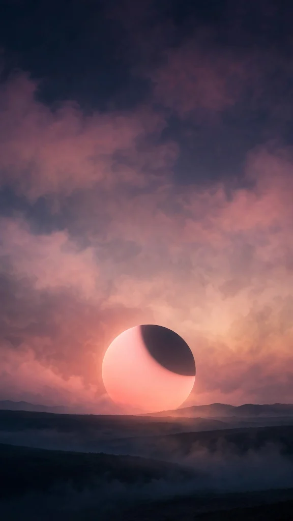 17 Free wallpapers for ios 26 to Download Now 17 Minimal gradient orb eclipse, glowing warm pink sphere