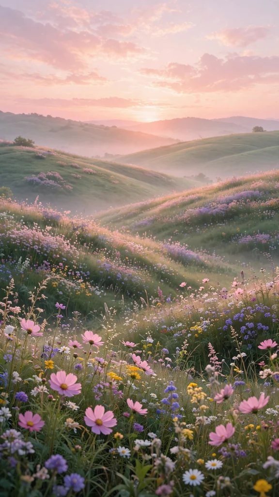 17 Dreamy wallpaper aesthetic pink soft for Phones 17 pink sunrise over soft rolling hills with wildflowers