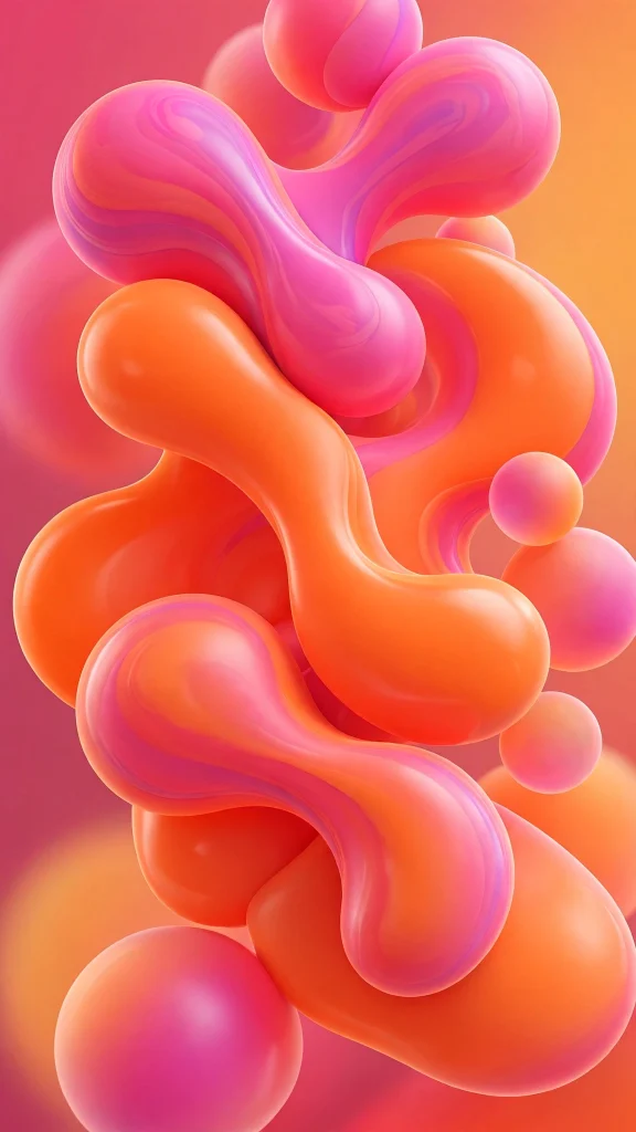 3d gradient blob shapes vibrant 3d wallpaper
