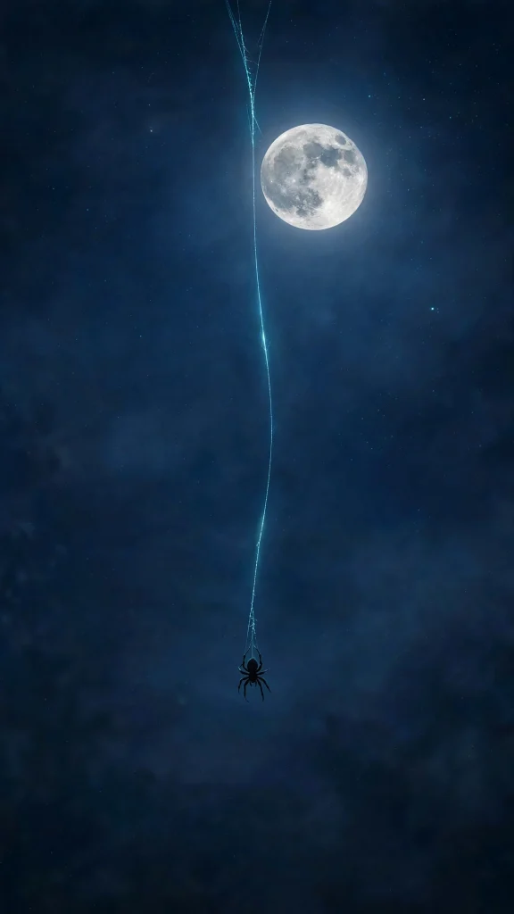 17 Wallpaper Aesthetic Spiderman Designs You'll Love 17 spider on glowing thread in moonlight wallpaper aesthetic spiderman