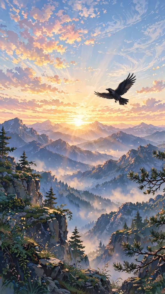 Demon Slayer Wallpaper: 17 Epic Anime Designs 17 anime sunrise mountains crow demon slayer wallpaper