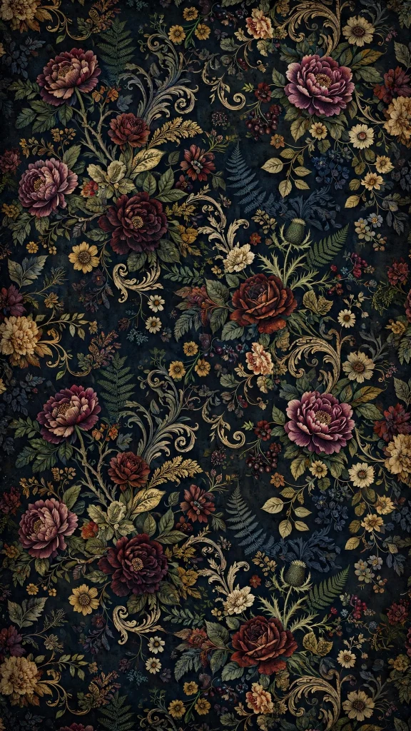 Dark vintage floral pattern