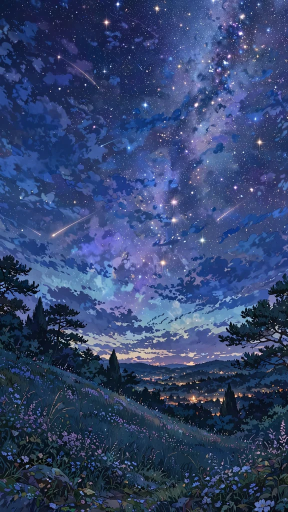 17 Best Wallpaper iPhone Anime for Your Phone 12 Anime starry night sky over dark mountains