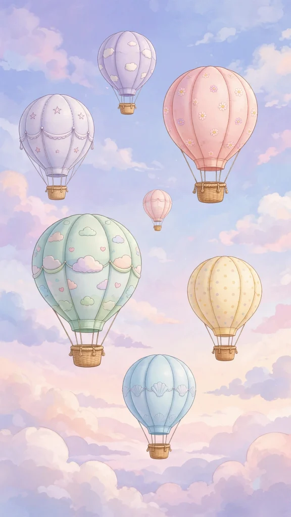 cute hot air balloons pastel sky pretty wallpapers