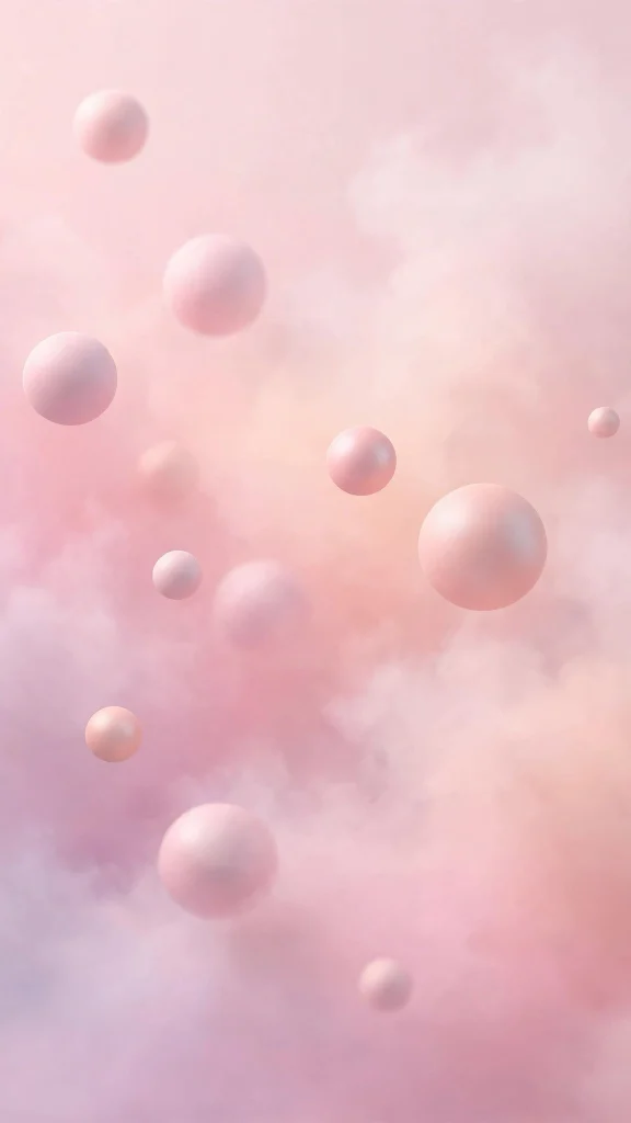 Pastel pink gradient with soft floating 3D spheres
