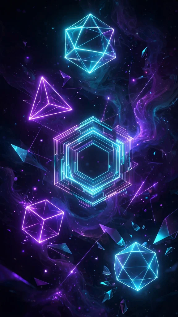 Wallpapers HD: 17 Stunning High Definition Picks 16 Glowing geometric neon shapes in dark space wallpapers hd