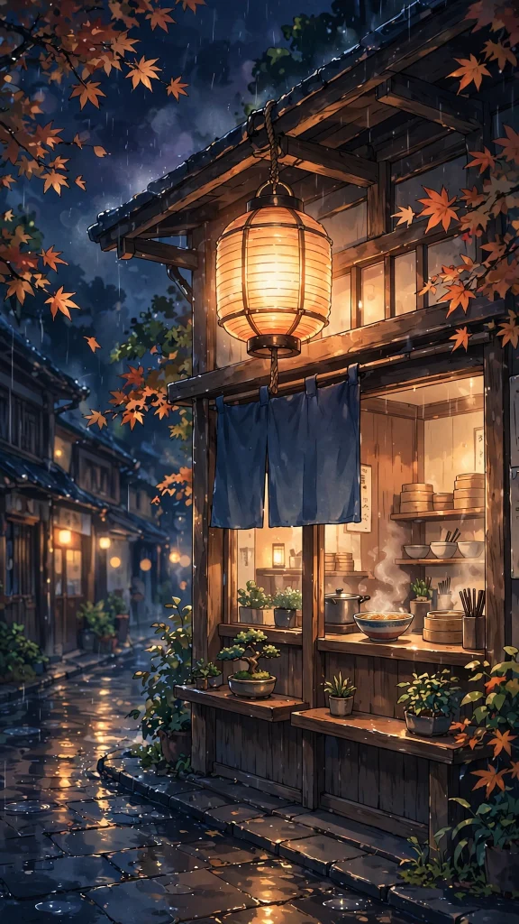 anime ramen shop lantern night street naruto wallpaper