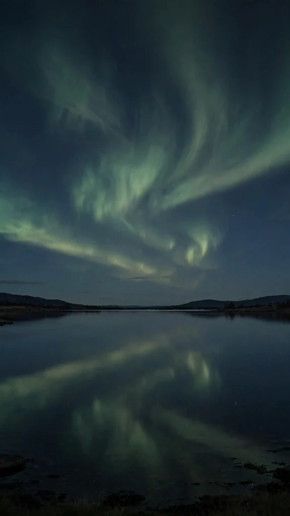 17 Best Wallpaper Backgrounds for Laptop Screens 14 Northern lights over a calm lake wallpaper backgrounds for laptop in minimal style