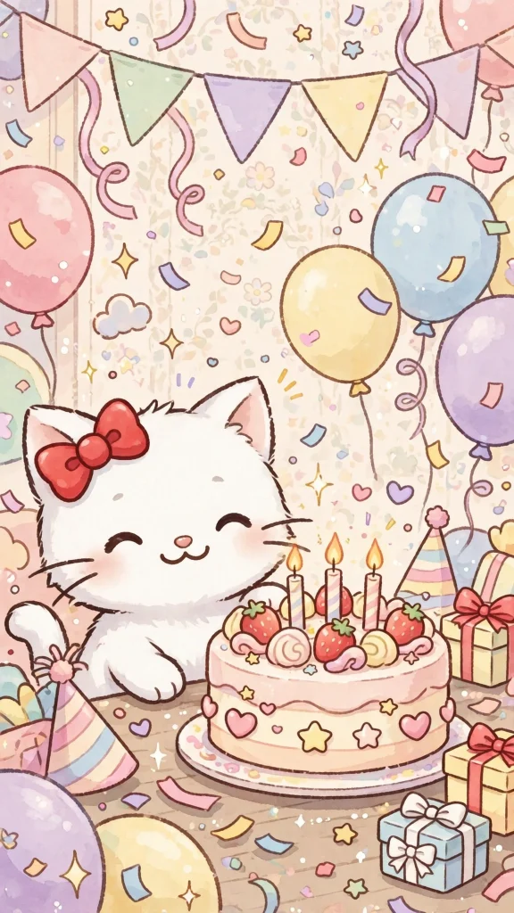 17 Cute wallpaper iphone hello kitty Designs 12 Hello Kitty birthday party with cake and confetti