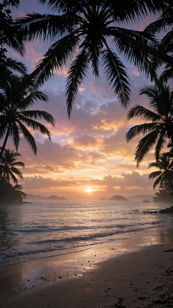 tropical beach sunrise palm computer wallpaper