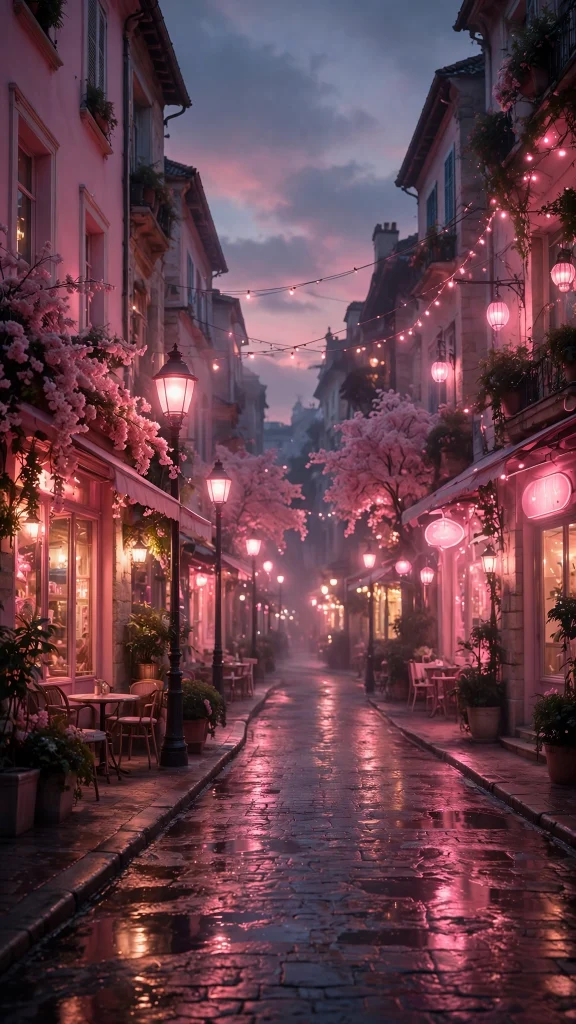 17 Cute Wallpaper Pink Estetik Ideas for Phone 17 Pink city street at dusk with lights