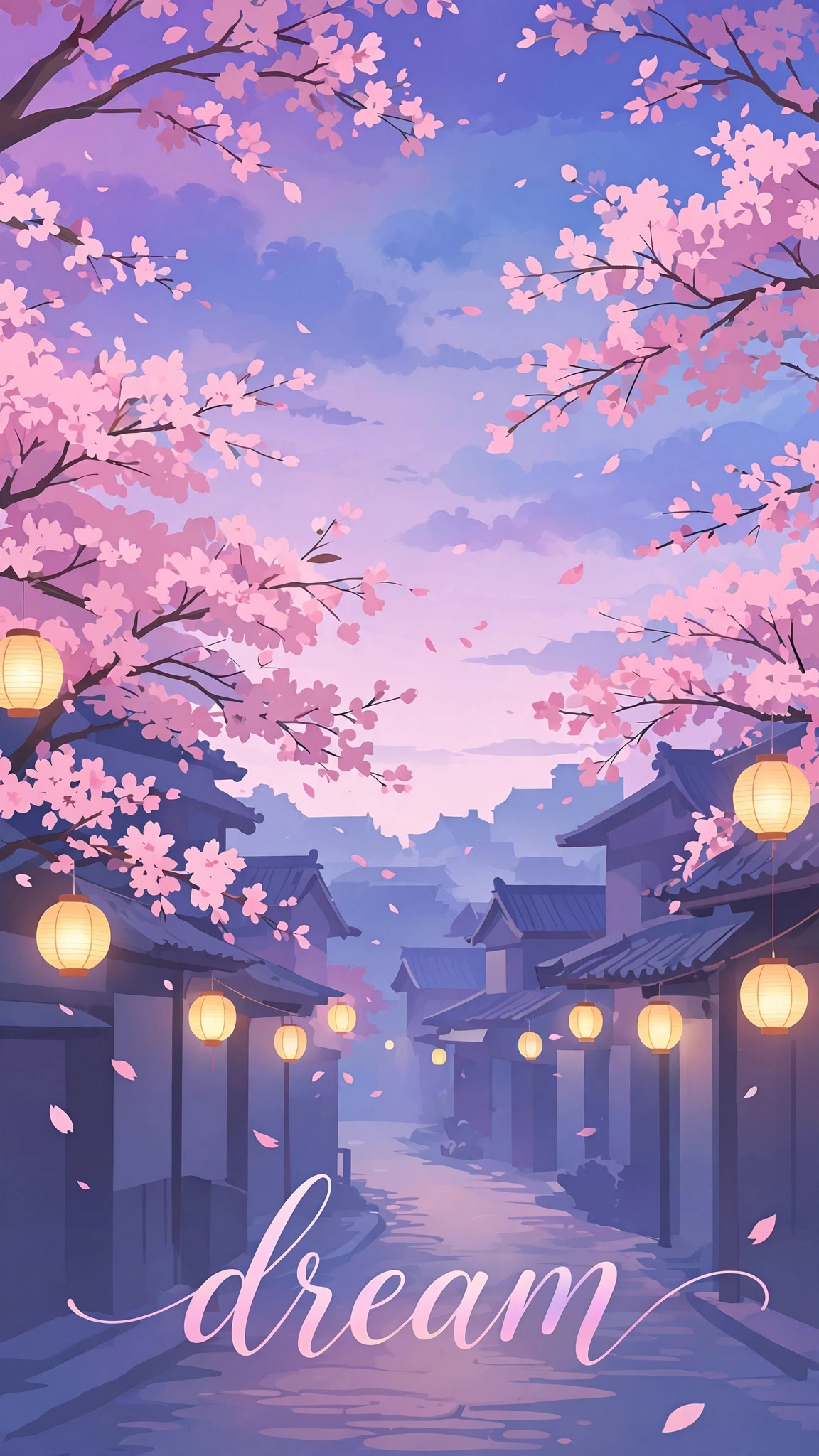 Anime cherry blossom street wallpaper