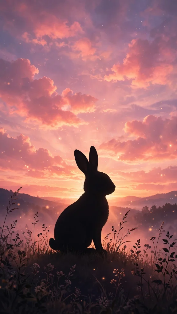 Bunny Aesthetic: 12 Adorable Bunny Wallpaper Ideas 10 Bunny aesthetic sunset silhouette wallpaper