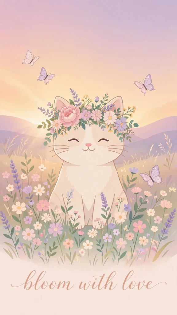 Wallpaper Aesthetic Cat: Cute Cat Background Ideas for Cat Lovers 7 Cat Aesthetic kitten flowers wallpaper