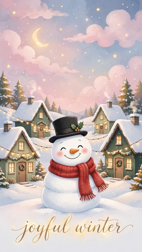 Christmas Aesthetic snowman wallpaper