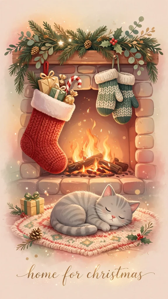 Christmas Aesthetic fireplace wallpaper