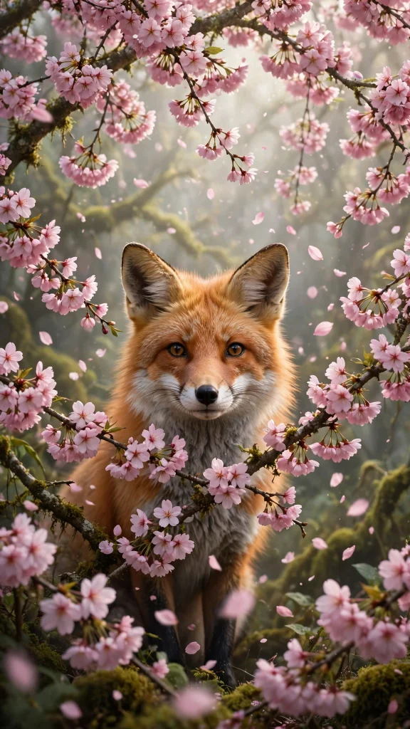 Fox aesthetic cherry blossom fox wallpaper
