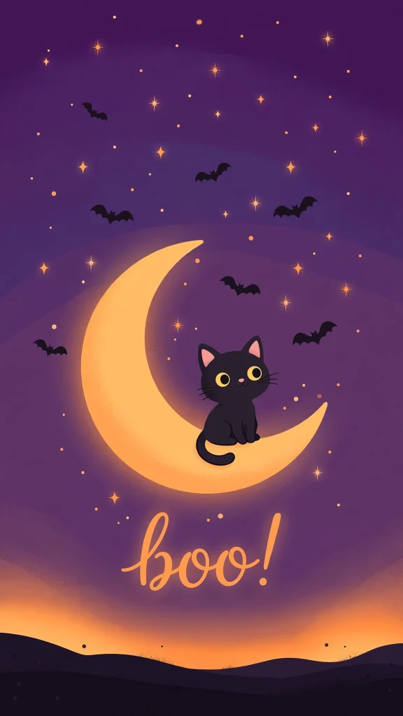 Halloween Aesthetic black cat wallpaper