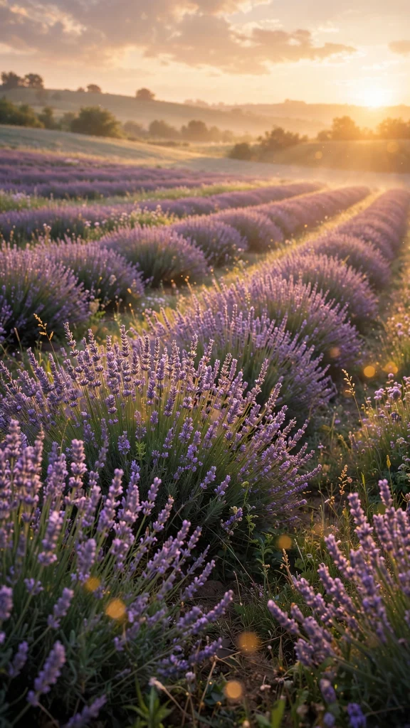 Lavender Aesthetic: 12 Soft Purple Field Wallpaper Ideas 12 Lavender aesthetic golden hour wallpaper