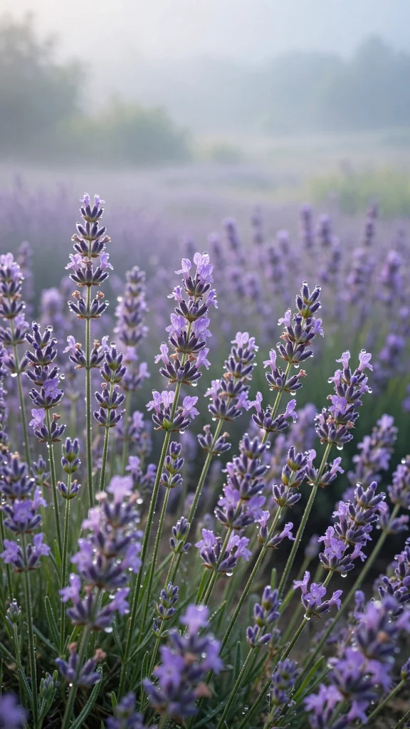 Lavender Aesthetic: 12 Soft Purple Field Wallpaper Ideas 8 Lavender aesthetic morning mist wallpaper