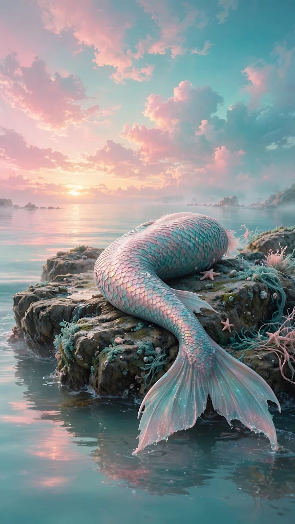 Mermaid Aesthetic: 12 Dreamy Underwater Wallpaper Ideas 3 Mermaid aesthetic tail on rock wallpaper