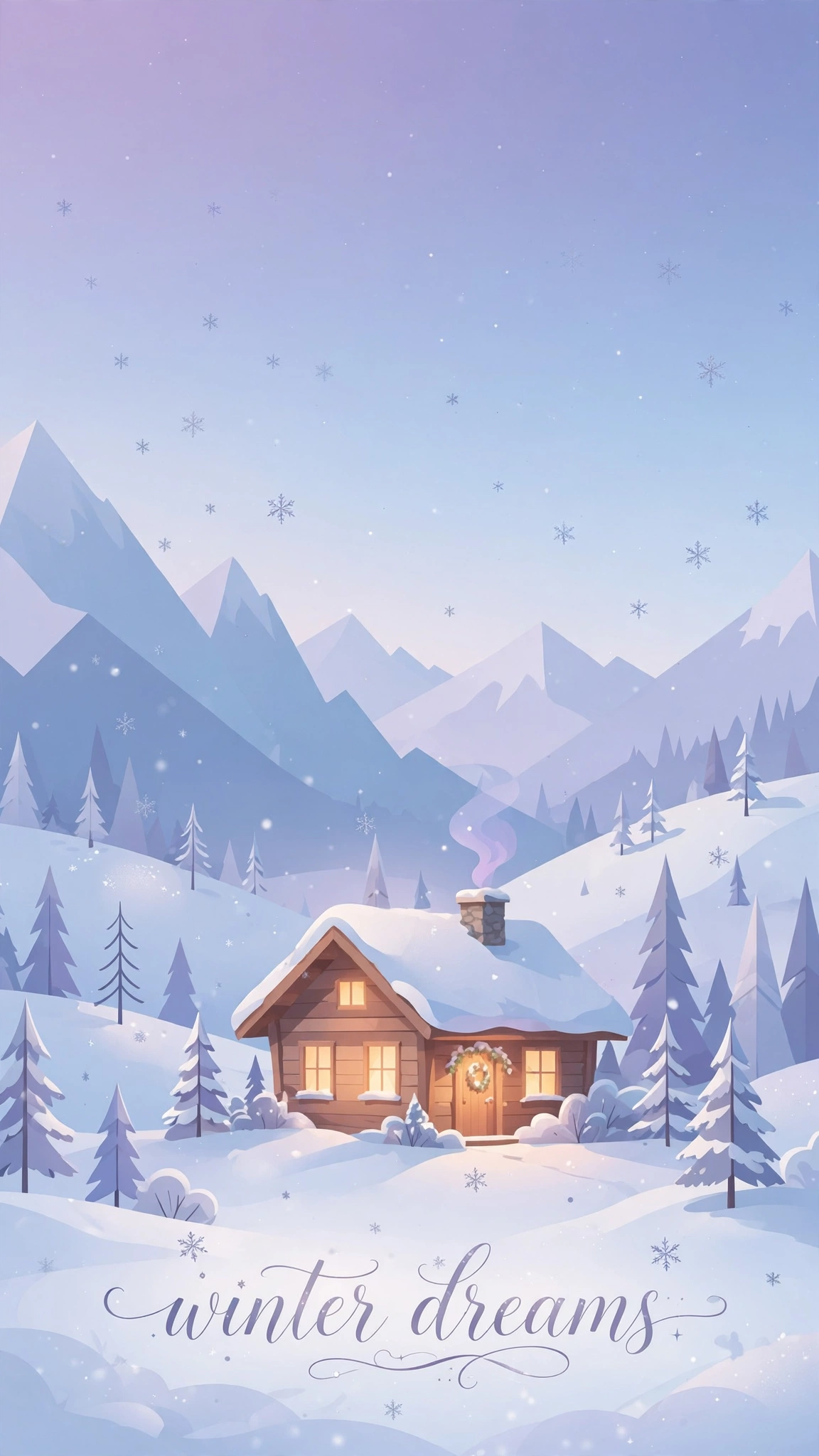 Winter Aesthetic cabin wallpaper