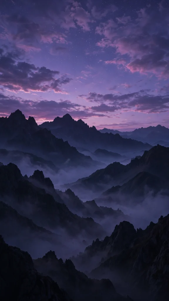 Mountain Aesthetic purple dusk silhouette wallpaper