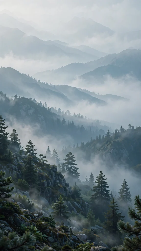 Mountain Aesthetic misty ridges wallpaper