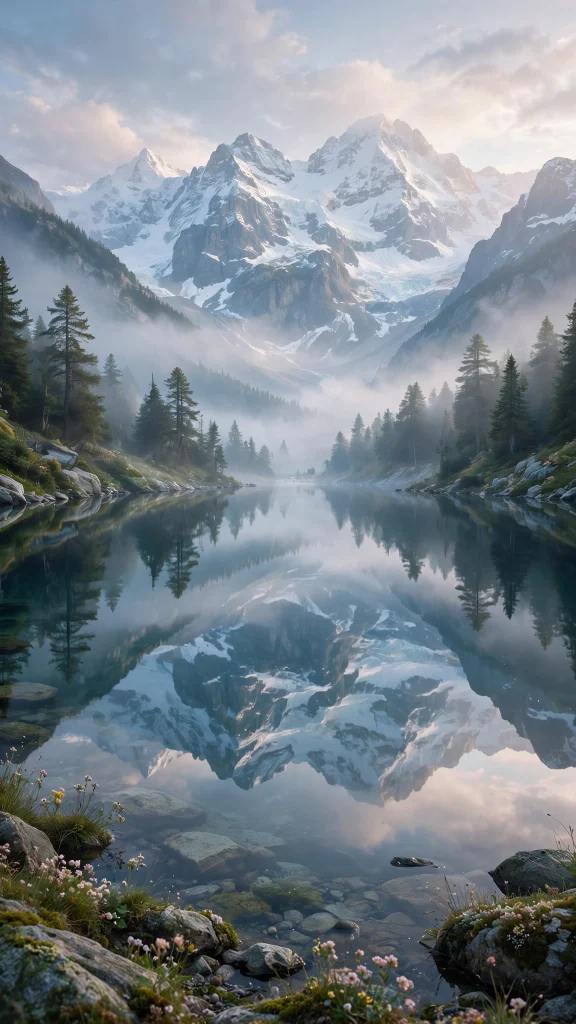 Mountain Aesthetic alpine lake reflection wallpaper