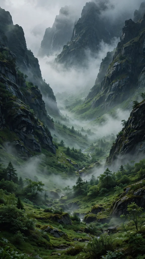 Mountain Aesthetic foggy valley wallpaper