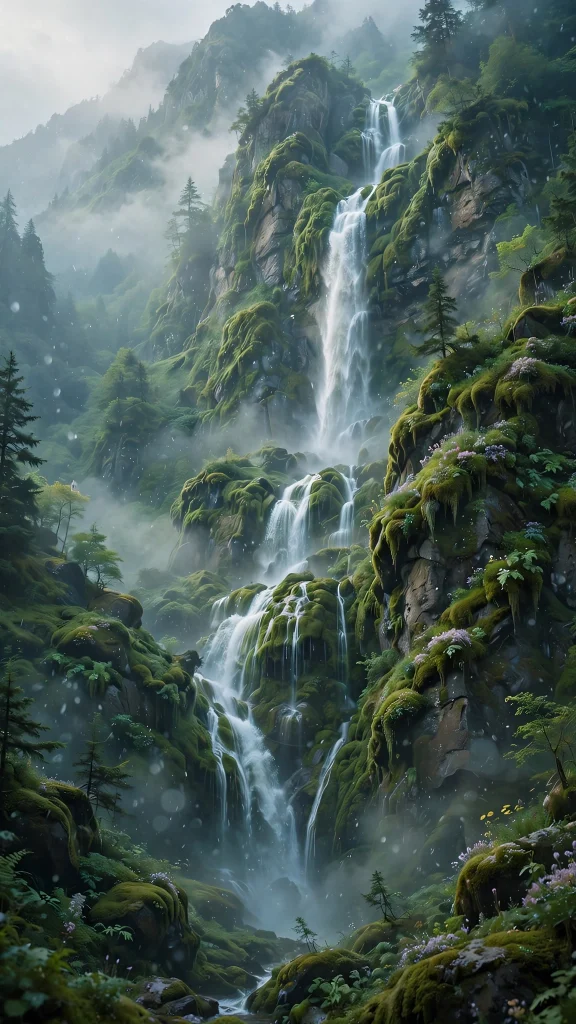 Mountain Aesthetic waterfall cliffs wallpaper